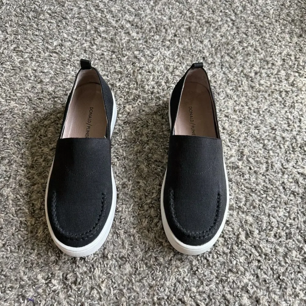 Donald J Pliner Cory Platform Slip On Sneakers Shoe Size 8 M Black Stretch Knit